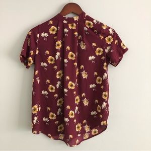 Sienna Sky Floral Top Burgundy Size XS